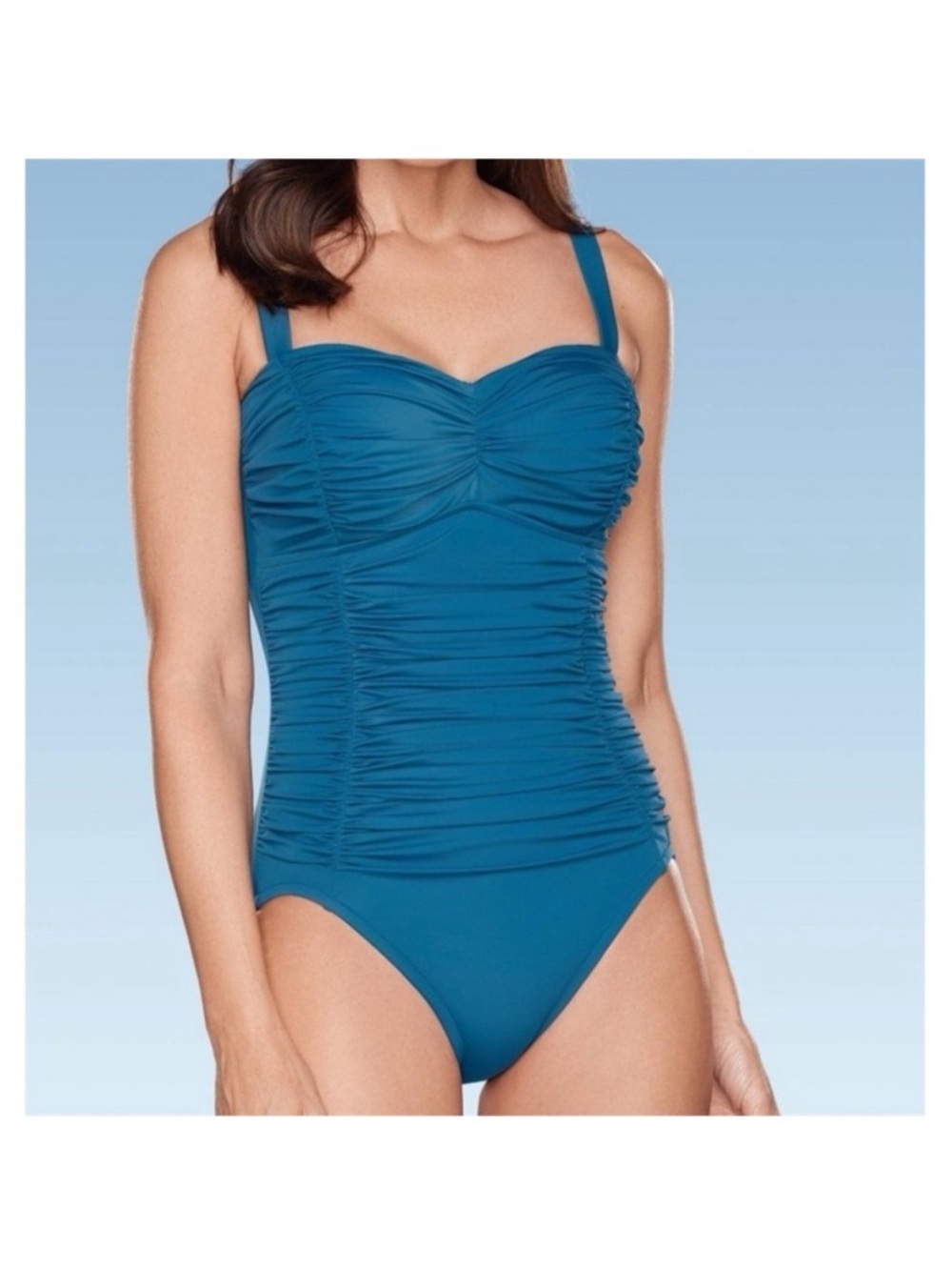 Aqua Green Women's Ruched One-Piece Swimsuit UPF 50